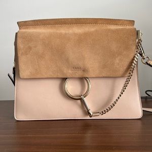 Authentic Chloé Faye Medium Shoulder Bag in Blush Pink